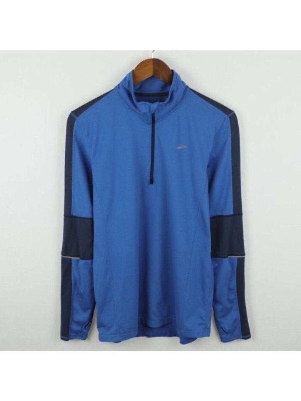 Brooks Men's Small Blue Stretch Knit 1/4 Zip Performance Running Pullover